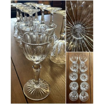 SET 10 CALICE VINO CRISTALLO MOLATO BOHEMIAN VINTAGE CRYSTAL GLASS ø 7,4x17,2 cm