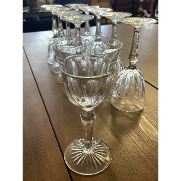 SET 10 CALICE VINO CRISTALLO MOLATO BOHEMIAN VINTAGE CRYSTAL GLASS ø 7,4x17,2 cm