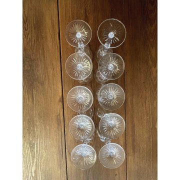 SET 10 CALICE VINO CRISTALLO MOLATO BOHEMIAN VINTAGE CRYSTAL GLASS ø 7,4x17,2 cm