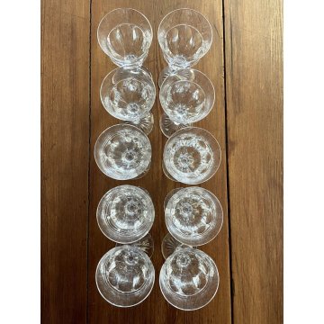 SET 10 CALICE VINO CRISTALLO MOLATO BOHEMIAN VINTAGE CRYSTAL GLASS ø 7,4x17,2 cm