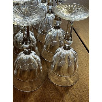 SET 10 CALICE VINO CRISTALLO MOLATO BOHEMIAN VINTAGE CRYSTAL GLASS ø 7,4x17,2 cm