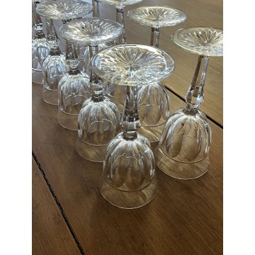 SET 10 CALICE VINO CRISTALLO MOLATO BOHEMIAN VINTAGE CRYSTAL GLASS ø 7,4x17,2 cm