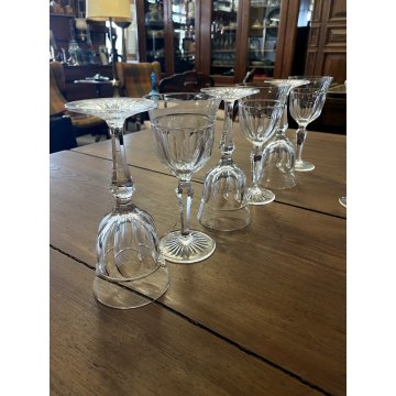 SET 10 CALICE VINO CRISTALLO MOLATO BOHEMIAN VINTAGE CRYSTAL GLASS ø 7,4x17,2 cm