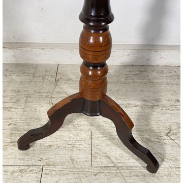 ANTICO TAVOLINO DIROLO SCACCHI LEGNO NOCE INTARSIATO 1800 SCACCHIERA SMALL TABLE