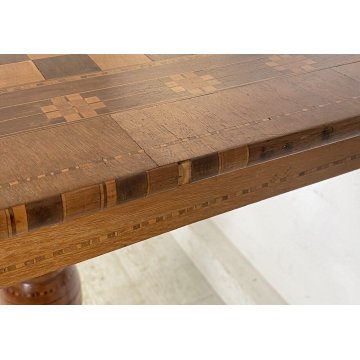 ANTICO TAVOLINO DIROLO SCACCHI LEGNO NOCE INTARSIATO 1800 SCACCHIERA SMALL TABLE