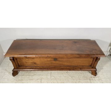 ANTICA CASSAPANCA 1800 LEGNO NOCE MASSELLO EPOCA PANCA BAULE 165X49 FORZIERE OLD