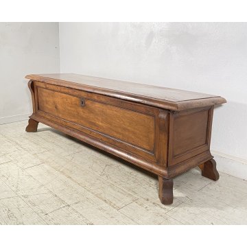 ANTICA CASSAPANCA 1800 LEGNO NOCE MASSELLO EPOCA PANCA BAULE 165X49 FORZIERE OLD