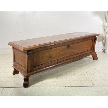 ANTICA CASSAPANCA 1800 LEGNO NOCE MASSELLO EPOCA PANCA BAULE 165X49 FORZIERE OLD