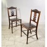 ANTICA COPPIA SEDIE STILE Art Nouveau LEGNO NOCE CUOIO PRIMI 1900 CHAIR EPOCA