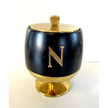 SECCHIELLO GHIACCIO Napoleon Cognac DESIGN Aldo Tura OTTONE LACCATO NERO ORO '60