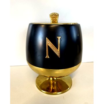 SECCHIELLO GHIACCIO Napoleon Cognac DESIGN Aldo Tura OTTONE LACCATO NERO ORO '60