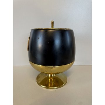 SECCHIELLO GHIACCIO Napoleon Cognac DESIGN Aldo Tura OTTONE LACCATO NERO ORO '60