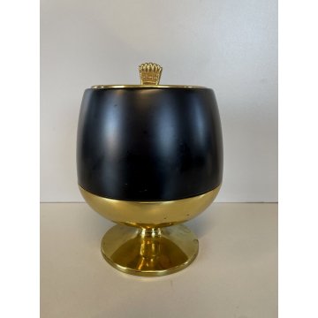 SECCHIELLO GHIACCIO Napoleon Cognac DESIGN Aldo Tura OTTONE LACCATO NERO ORO '60