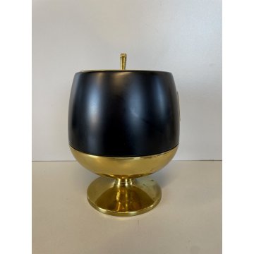 SECCHIELLO GHIACCIO Napoleon Cognac DESIGN Aldo Tura OTTONE LACCATO NERO ORO '60