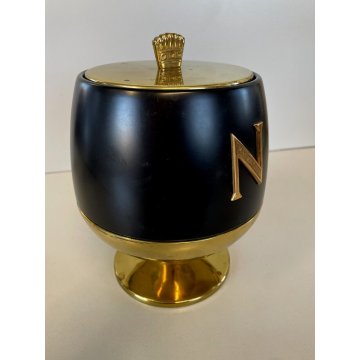 SECCHIELLO GHIACCIO Napoleon Cognac DESIGN Aldo Tura OTTONE LACCATO NERO ORO '60