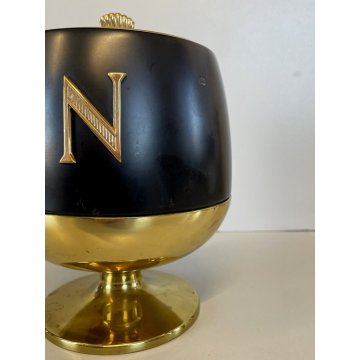 SECCHIELLO GHIACCIO Napoleon Cognac DESIGN Aldo Tura OTTONE LACCATO NERO ORO '60