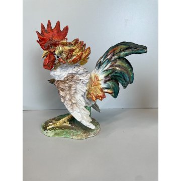 COPPIA SCULTURA CERAMICA GALLI in COMBATTIMENTO Carbet 1950 FIRENZE 28 cm/h ca.