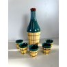SET BOTTIGLIA LIQUORE 5 BICCHIERI TERRACOTTA SMALTO CERAMICHE Baldelli Castello