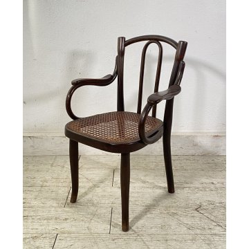 ANTICA PICCOLA POLTRONA THONET LEGNO CURVATO POLTRONCINA SEDIA ANNI 30 FIRMATA