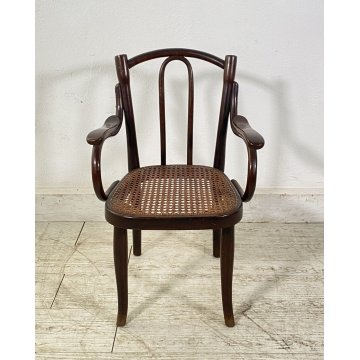 ANTICA PICCOLA POLTRONA THONET LEGNO CURVATO POLTRONCINA SEDIA ANNI 30 FIRMATA