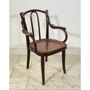 ANTICA PICCOLA POLTRONA THONET LEGNO CURVATO POLTRONCINA SEDIA ANNI 30 FIRMATA