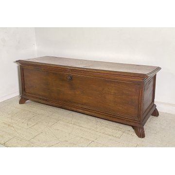 ANTICA CASSAPANCA 1800 LEGNO PLANCE NOCE MASSELLO SCOLPITA EPOCA PANCA BAULE