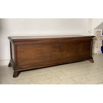 ANTICA CASSAPANCA 1800 LEGNO PLANCE NOCE MASSELLO SCOLPITA EPOCA PANCA BAULE