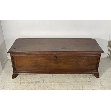 ANTICA CASSAPANCA 1800 LEGNO PLANCE NOCE MASSELLO SCOLPITA EPOCA PANCA BAULE