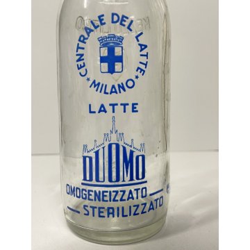 BOTTIGLIA VINTAGE VETRO CENTRALE del LATTE MILANO Duomo MBV BOLLO METRICO '50/60