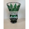 GRANDE VASO CRISTALLO Val St Lambert MOLATO VERDE SMERALDO CUT TO CLEAR 25 cm/h