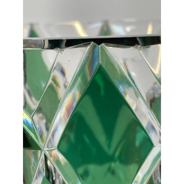 GRANDE VASO CRISTALLO Val St Lambert MOLATO VERDE SMERALDO CUT TO CLEAR 25 cm/h