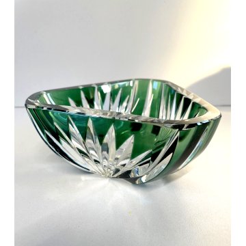 SVUOTATASCHE BOWL CRISTALLO Val San Lambert MOLATO VERDE SMERALDO CUT TO CLEAR