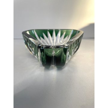 SVUOTATASCHE BOWL CRISTALLO Val San Lambert MOLATO VERDE SMERALDO CUT TO CLEAR