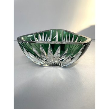 SVUOTATASCHE BOWL CRISTALLO Val San Lambert MOLATO VERDE SMERALDO CUT TO CLEAR