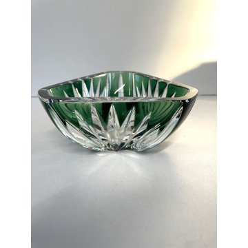 SVUOTATASCHE BOWL CRISTALLO Val San Lambert MOLATO VERDE SMERALDO CUT TO CLEAR