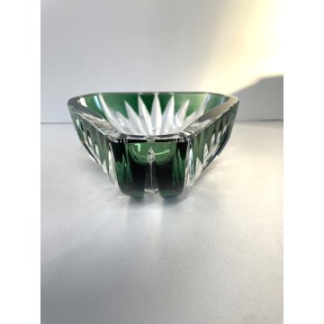 SVUOTATASCHE BOWL CRISTALLO Val San Lambert MOLATO VERDE SMERALDO CUT TO CLEAR