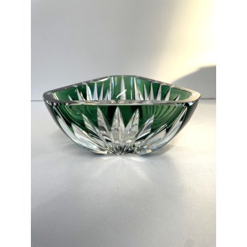 SVUOTATASCHE BOWL CRISTALLO Val San Lambert MOLATO VERDE SMERALDO CUT TO CLEAR