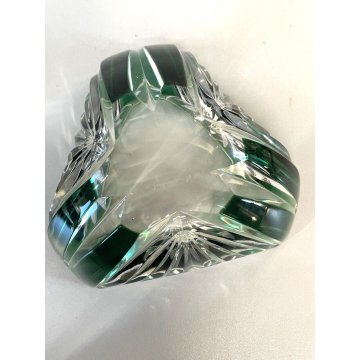 SVUOTATASCHE BOWL CRISTALLO Val San Lambert MOLATO VERDE SMERALDO CUT TO CLEAR