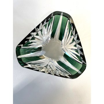 SVUOTATASCHE BOWL CRISTALLO Val San Lambert MOLATO VERDE SMERALDO CUT TO CLEAR