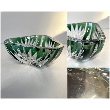 SVUOTATASCHE BOWL CRISTALLO Val San Lambert MOLATO VERDE SMERALDO CUT TO CLEAR