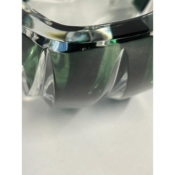 SVUOTATASCHE BOWL CRISTALLO Val San Lambert MOLATO VERDE SMERALDO CUT TO CLEAR