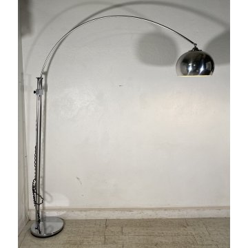 LAMPADA DA TERRA ARCO DESIGN ANNI 70 VINTAGE METALLO LUCE FLOOR LAMP PIANTANA