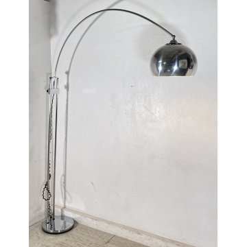 LAMPADA DA TERRA ARCO DESIGN ANNI 70 VINTAGE METALLO LUCE FLOOR LAMP PIANTANA