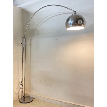 LAMPADA DA TERRA ARCO DESIGN ANNI 70 VINTAGE METALLO LUCE FLOOR LAMP PIANTANA