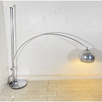 LAMPADA DA TERRA ARCO DESIGN ANNI 70 VINTAGE METALLO LUCE FLOOR LAMP PIANTANA