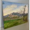 ANTICO PICCOLO DIPINTO OLIO CARTONE N. Laurenti PAESAGGIO COLLINE LAGO ORTA '36