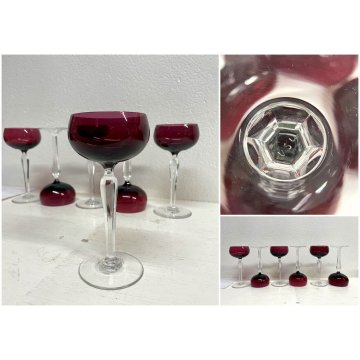 SET 6 BICCHIERI CALICI VINO CRISTALLO Val Saint Lambert ROSSO BORGOGNA 18 cm/h