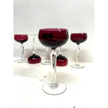 SET 6 BICCHIERI CALICI VINO CRISTALLO Val Saint Lambert ROSSO BORGOGNA 18 cm/h