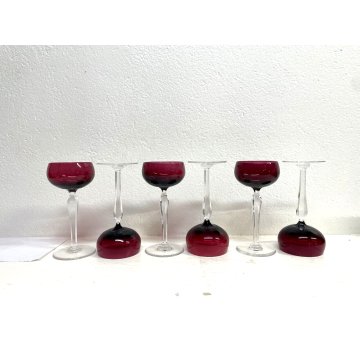 SET 6 BICCHIERI CALICI VINO CRISTALLO Val Saint Lambert ROSSO BORGOGNA 18 cm/h