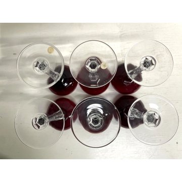 SET 6 BICCHIERI CALICI VINO CRISTALLO Val Saint Lambert ROSSO BORGOGNA 18 cm/h